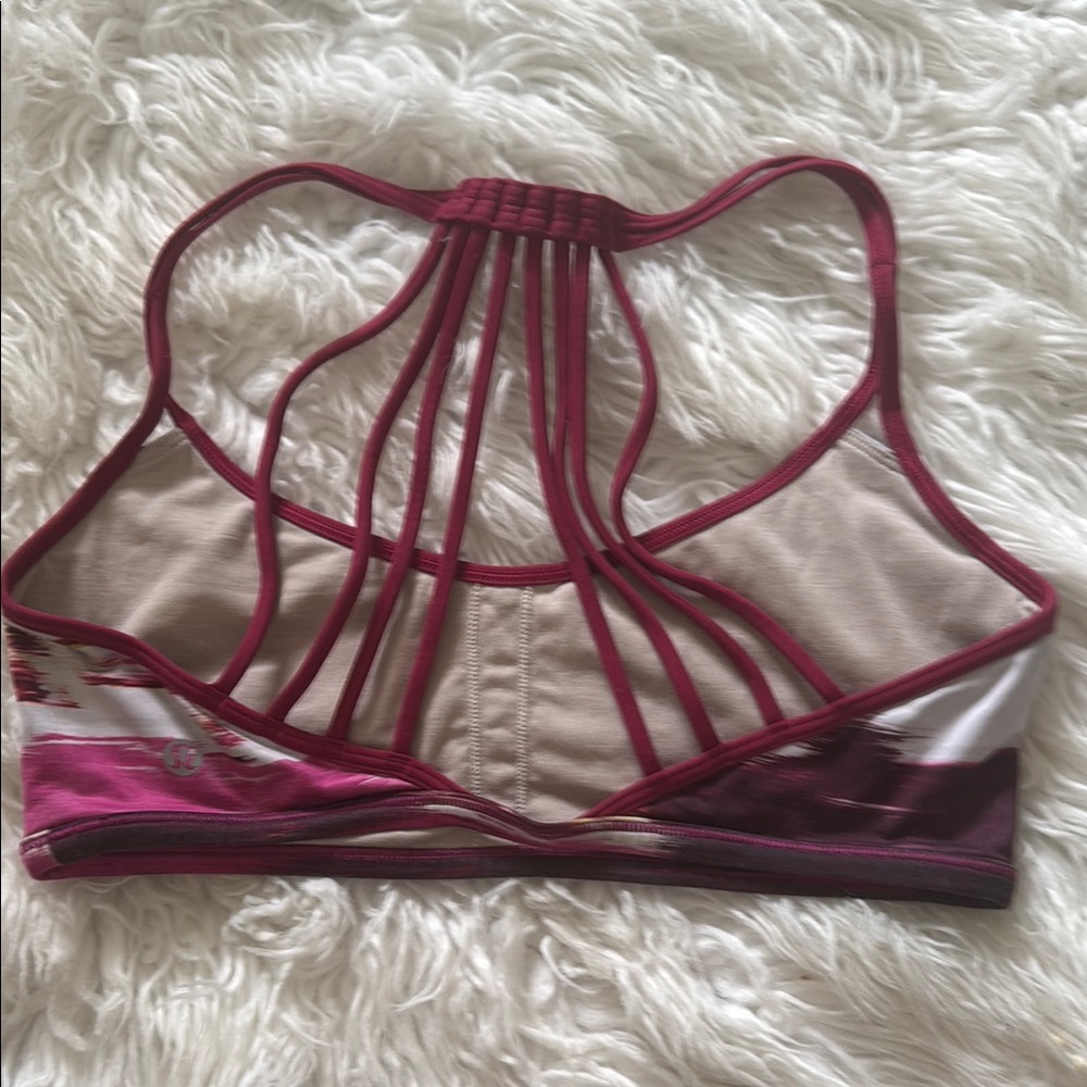 Lululemon Athletica Red and Cream Strappy Sports Bra